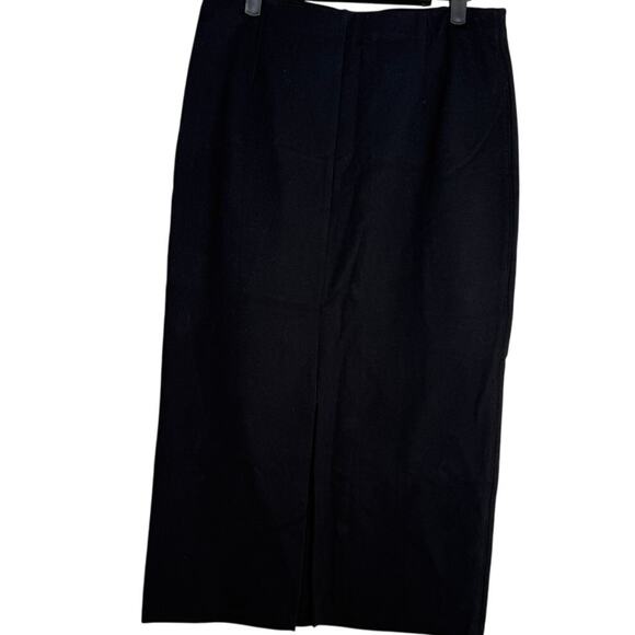 Zara Professional Straight Pencil Fitted Midi Stretch Skirt Back Slit L Black - Picture 15 of 15